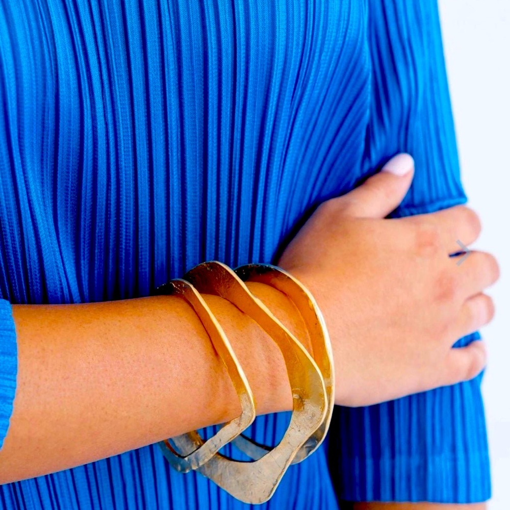 Set of Three Susan Shaw hammered bracelets